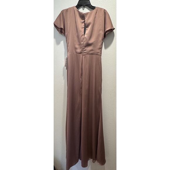 Stacees Women’s Size 10 Pink Dusk Long Bridesmaid Dress V Neck Evening Glam - Picture 2 of 8